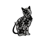 Katze schwarz Spitze - Aufnäher, Bügelbild, Aufbügler, Applikationen, Patches, Flicken, zum aufbügeln, Größe: 3,4 x 4,8 cm