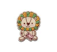 Mono-Quick Löwe mit Wolle Tier - Aufnäher, Bügelbild, Aufbügler, Applikationen, Patches, Flicken, zum aufbügeln, Größe: 5 x 4 cm
