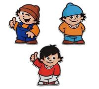 Mono-Quick Mainzelmännchen Set 3 Stück - Aufnäher, Bügelbild, Aufbügler, Applikationen, Patches, Flicken, zum aufbügeln