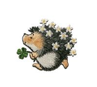 Mono-Quick Margaret Sherry Igel Mit Kleeblatt Aufnäher zum Aufbügeln 4,6 x 4,8 cm Bügelbild für Kinder Mädchen mit Lieblingstier Wild, Bügelpatch Patches Bügelflicken