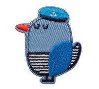 Mono Quick Matrose Möwe blau Tier - Aufnäher, Bügelbild, Aufbügler, Applikationen, Patches, Flicken, zum aufbügeln, Größe: 5,5 x 4,6 cm