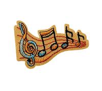 Mono-Quick Noten Vintage Musik Aufnäher zum Aufbügeln 5,3 x 3,5 cm Bügelbild für Erwachsene mit Retro Festival, Bügelpatch Patches Bügelflicken