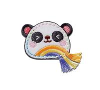 Mono-Quick Panda mit Fransen Tier - Aufnäher, Bügelbild, Aufbügler, Applikationen, Patches, Flicken, zum aufbügeln, Größe: 3,9 x 4,5 cm
