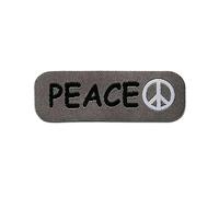 Mono-Quick Peace grau Etikett - Aufnäher, Bügelbild, Aufbügler, Applikationen, Patches, Flicken, zum aufbügeln, Größe: 1,8 x 5,3 cm