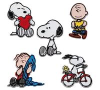 Mono-Quick Peanuts Snoopy Set 5 Stück - Aufnäher, Bügelbild, Aufbügler, Applikationen, Patches, Flicken, zum aufbügeln