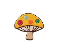Mono-Quick Pilz gelb - Aufnäher, Bügelbild, Aufbügler, Applikationen, Patches, Flicken, zum aufbügeln, Größe: 3,5 x 3,9 cm