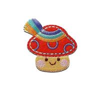 Mono-Quick Pilz mit Fransen - Aufnäher, Bügelbild, Aufbügler, Applikationen, Patches, Flicken, zum aufbügeln, Größe: 4 x 4 cm