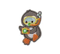 Mono-Quick Pinguin Taucher Tier - Aufnäher, Bügelbild, Aufbügler, Applikationen, Patches, Flicken, zum aufbügeln, Größe: 5,6 x 3,8 cm