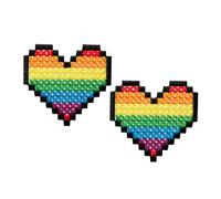 Mono-Quick 1433x Love is Love Rainbow Applikation, Bügelbild, Patch, Aufnäher Regenbogen Herz Pride (14339 - Pixel Herzen 2er)