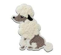 Mono-Quick Pudel flauschig Chenille Tier - Aufnäher, Bügelbild, Aufbügler, Applikationen, Patches, Flicken, zum aufbügeln, Größe: 6,9 x 5,5 cm
