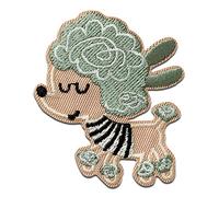 Mono Quick Pudel mit Streifen Tier - Aufnäher, Bügelbild, Aufbügler, Applikationen, Patches, Flicken, zum aufbügeln, Größe: 5 x 4,6 cm