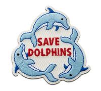 Mono Quick Recycl Patch 3 Delfine Tier - Aufnäher, Bügelbild, Aufbügler, Applikationen, Patches, Flicken, zum aufbügeln, Größe: 5 x 5 cm