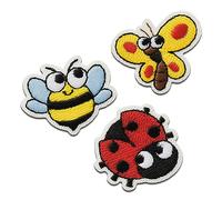 Mono-Quick Recycl-Patch Wiesentiere Trio Tier - Aufnäher, Bügelbild, Aufbügler, Applikationen, Patches, Flicken, zum aufbügeln, Größe: 2,5 x 2,6 cm