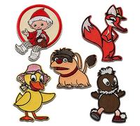 Mono-Quick Sandmännchen Set 5 Stück - Aufnäher, Bügelbild, Aufbügler, Applikationen, Patches, Flicken, Zum Aufbügeln