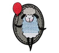 Mono Quick Schaf mit Ballon Tier - Aufnäher, Bügelbild, Aufbügler, Applikationen, Patches, Flicken, zum aufbügeln, Größe: 6,5 x 4,3 cm