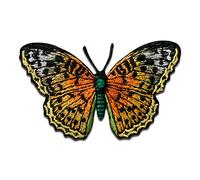Mono Quick Schmetterling Orange Glitzer Tier - Aufnäher, Bügelbild, Aufbügler, Applikationen, Patches, Flicken, zum aufbügeln, Größe: 4 x 6,4 cm