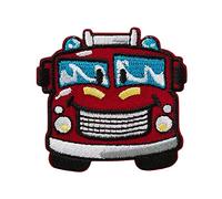 Mono-Quick Smiley Bügelbild Aufnäher Patch Applikation zum Aufbügeln Feuerwehrauto 5,0 x 5,0 cm