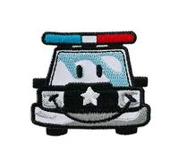 Mono-Quick Smiley Bügelbild Aufnäher Patch Applikation zum Aufbügeln Polizeiauto 5,0 x 4,5 cm