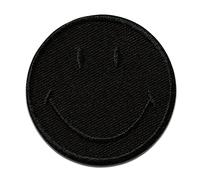 Mono Quick Smiley © Schwarz - Aufnäher, Bügelbild, Aufbügler, Applikationen, Patches, Flicken, zum aufbügeln, Größe: 5 x 5 cm