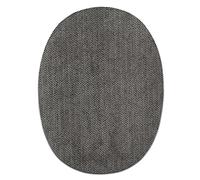 Mono Quick Stoffflicken Oval Grau 2 Stück - Aufnäher, Bügelbild, Aufbügler, Applikationen, Patches, Flicken, zum aufbügeln, Größe: 11,2 x 8,5 cm