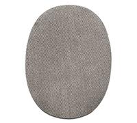 Mono Quick Stoffflicken Oval Hellgrau 2 Stück - Aufnäher, Bügelbild, Aufbügler, Applikationen, Patches, Flicken, zum aufbügeln, Größe: 11,2 x 8,5 cm