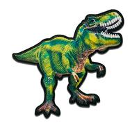 Mono Quick T-Rex grün Dino - Aufnäher, Bügelbild, Aufbügler, Applikationen, Patches, Flicken, zum aufbügeln, Größe: 4,8 x 6,3 cm