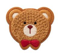 Mono Quick Teddybär Chenille Tier - Aufnäher, Bügelbild, Aufbügler, Applikationen, Patches, Flicken, zum aufbügeln, Größe: 5,5 x 6 cm