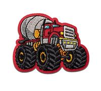 Mono Quick Truck Betonwagen Rot - Aufnäher, Bügelbild, Aufbügler, Applikationen, Patches, Flicken, zum aufbügeln, Größe: 4,3 x 5,5 cm