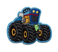 Mono Quick Truck Traktor blau - Aufnäher, Bügelbild, Aufbügler, Applikationen, Patches, Flicken, zum aufbügeln, Größe: 4,3 x 5,1 cm