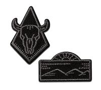 Mono Quick Wildnis Logos 2 Stück - Aufnäher, Bügelbild, Aufbügler, Applikationen, Patches, Flicken, zum aufbügeln, Größe: 4,1 x 3,7 cm