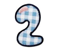 Mono-Quick Zahl 2 Bunt Aufnäher zum Aufbügeln 3,3 x 2,3 cm Bügelbild für Kinder Erwachsene mit Vorname Initialen, Bügelpatch Buchstaben Alphabet