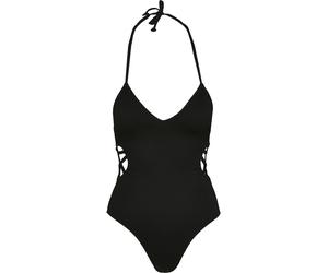 Monokini URBAN CLASSICS "Urban Classics Damen Ladies Rib Swimsuit", Damen, Gr. XS, N-Gr, schwarz, 88% Polyester, 12% Elasthan, Badeanzüge (49110138-XS) schwarz