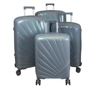 Monopol Kofferset Florenz 4tlg Hartschalenkofferset PP Troley 4 Rollen Größe XL+L+M+S (Grün)