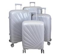 Monopol Kofferset Florenz 4tlg Hartschalenkofferset PP Troley 4 Rollen Größe XL+L+M+S (Silber)