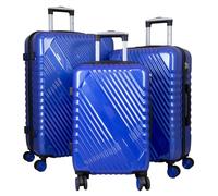Monopol Kofferset Genua 3tlg Hartschalenkofferset ABS/Polycarbonat 4 Rollen Größe L+M+S (Blau)