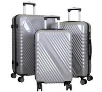 Monopol Kofferset Genua 3tlg Hartschalenkofferset ABS/Polycarbonat 4 Rollen Größe L+M+S (Silber)
