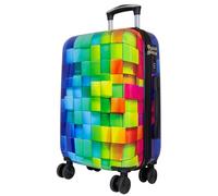 Monopol Reisekoffer und Kofferset 3tlg Hartschale Mosaik Trolley (Mehrfarbig, Handgepäck - Größe S)