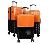 Monopol Reisekoffer und Kofferset 3tlg Hartschale Riga orange-schwarz (Kofferset 3-teilig)