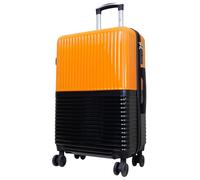 Monopol Reisekoffer und Kofferset 3tlg Hartschale Riga Trolley orange-schwarz (Koffer - Größe M)