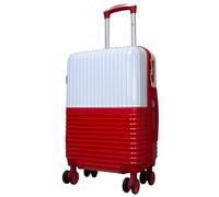 Monopol Reisekoffer und Kofferset 3tlg Hartschale Riga Trolley weiß-rot (Handgepäck - Größe S)