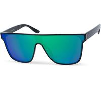 Monoscheibensonnenbrille STYLEBREAKER "Monoglas Shield Sonnenbrille", Damen, grün (gestell schwarz, glas grün, blau verspiegelt), Modisch, Sonnenbrillen (19440964-0) gestell schwarz, glas grün, blau v
