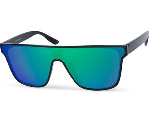 Monoscheibensonnenbrille STYLEBREAKER "Monoglas Shield Sonnenbrille", Damen, grün (gestell schwarz, glas grün, blau verspiegelt), Modisch, Sonnenbrillen (19440964-0) gestell schwarz, glas grün, blau v