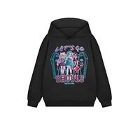 Monster High Girls Schwarzer Let's Go Ghouls Kapuzenpullover | Fantasy-Cartoon-Pullover für Kinder | Langarm-Freizeitkleidung Charaktere Slogan Merch - 11-12 Jahre