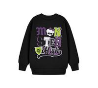 Monster High Girls Schwarzes Sweatshirt | Langärmliges Oberteil mit Rundhalsausschnitt Totenkopf | Klassische Cartoon-Kleidung | Mode im High-School-Stil Merch