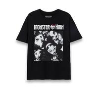 Monster High Hochwertiges Damen T-Shirt | Schwarzes Kurzarm T-Shirt mit Puppenmotiv | Klassisches, einfarbiges Kurzarm-Shirt mit Rundhalsausschnitt und Logo | Geschenkidee für Fans