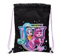 MONSTER HIGH Junior Flat Bag Rucksack, ideal für Kinder unterschiedlichen Alters, bequem und vielseitig, Qualität und Langlebigkeit, 26 x 34 cm, schwarz, schwarz/weiß, estándar, Casual, schwarz/weiß,