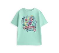 Monster High Lagoona Blau-Grün Grafik-T-Shirt | Kurzarm-T-Shirt mit Rundhalsausschnitt | Mädchen-Top mit Cartoon-Motiv | Lässiges Streetwear-Outfit für die Schule Merchandise