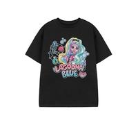 Monster High Lagoona Blau Schwarz Grafik T-Shirt | Mädchen Kurzarm-T-Shirt | Lässige Cartoon-Bekleidung | MH-Charakterdesign | Lustiges, leichtes Oberteil für Kinder Merch - 7-8 Jahre