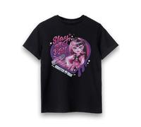 Monster High Mädchen T-Shirt | Kurzarm-Grafik-T-Shirt „Slay All Day“ für Kinder in Schwarz | Draculaura Lippenstift Love Heart TV Show Bekleidung Top | Merchandise-Geschenk aus der Mode-Cartoon-Serie