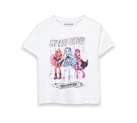 Monster High Mädchen-T-Shirt, My Boo Crew, kurzärmelig, Grafik-T-Shirt in Weiß, Draculaura Frankie Stein Clawdeen Wolf TV-Show, Bekleidungs-Top, modische Cartoon-Serie, Merchandise-Geschenk, weiß,